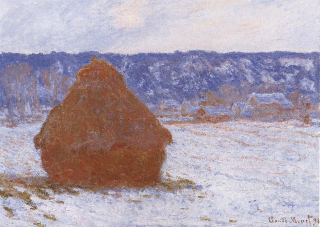 Haystack in the Snow,Overcast Weather